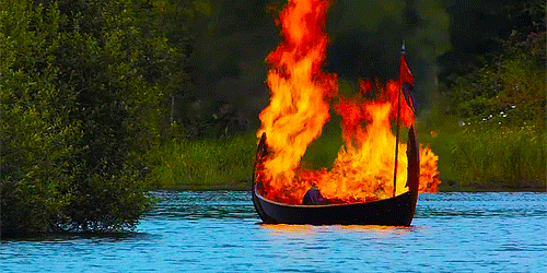 Image result for burning boat burial art