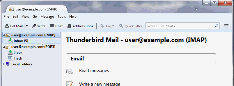 remove email account in thunderbird