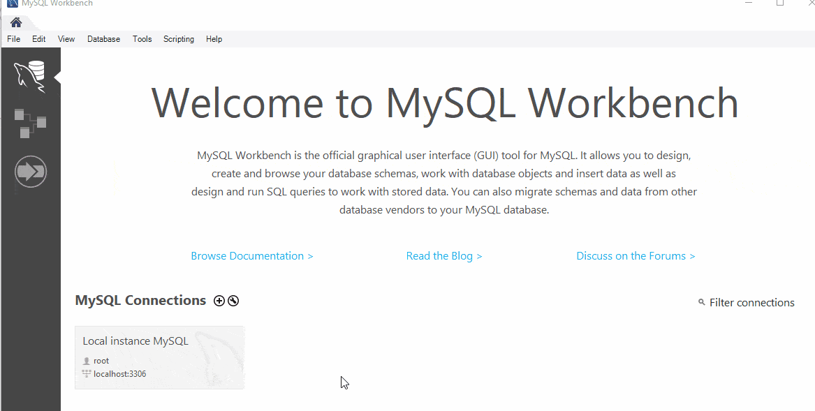 how to open connection in mysql workbench