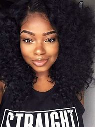 Straight Wavy Black Woman Natural hair